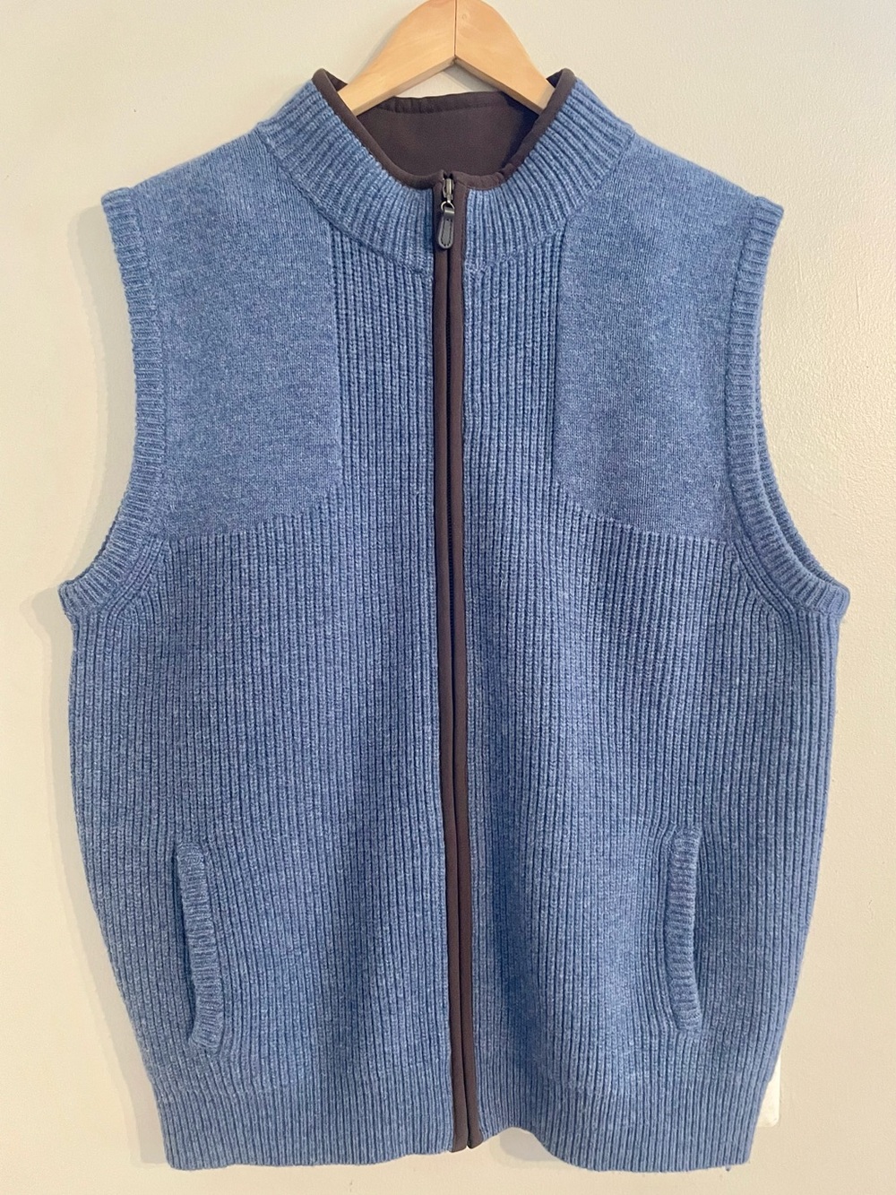 L.L. Bean Men's Slate Blue Zip-Up Knit Vest